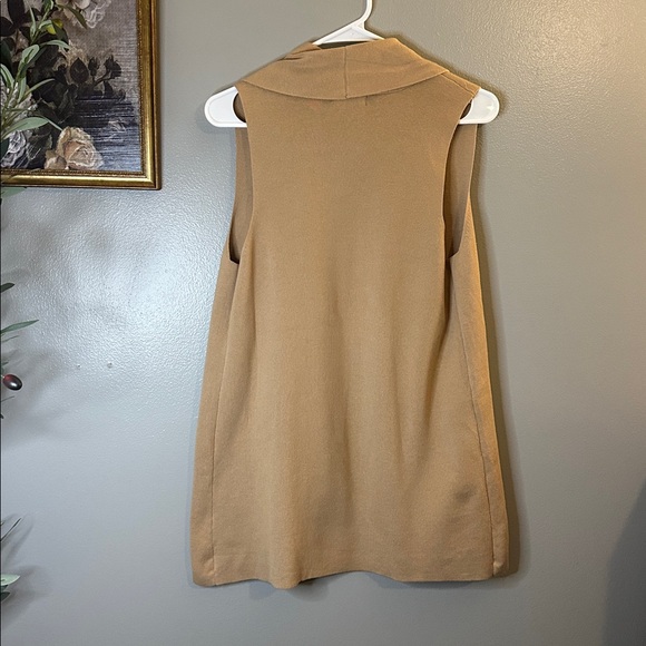 Alfani Petite S Camel Sweater Vest Cardigan Neutral Minimalist Layering - Picture 6 of 6